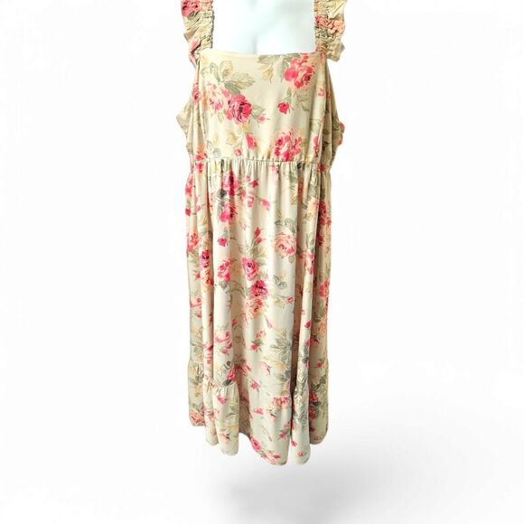 TORRID NEW MAXI Challis Steph Rose Ruffle StrapTiered Plus Size 3X Dress - Picture 3 of 17